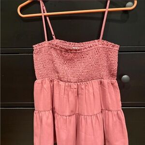 Pink Smocked Tiered Tank Top